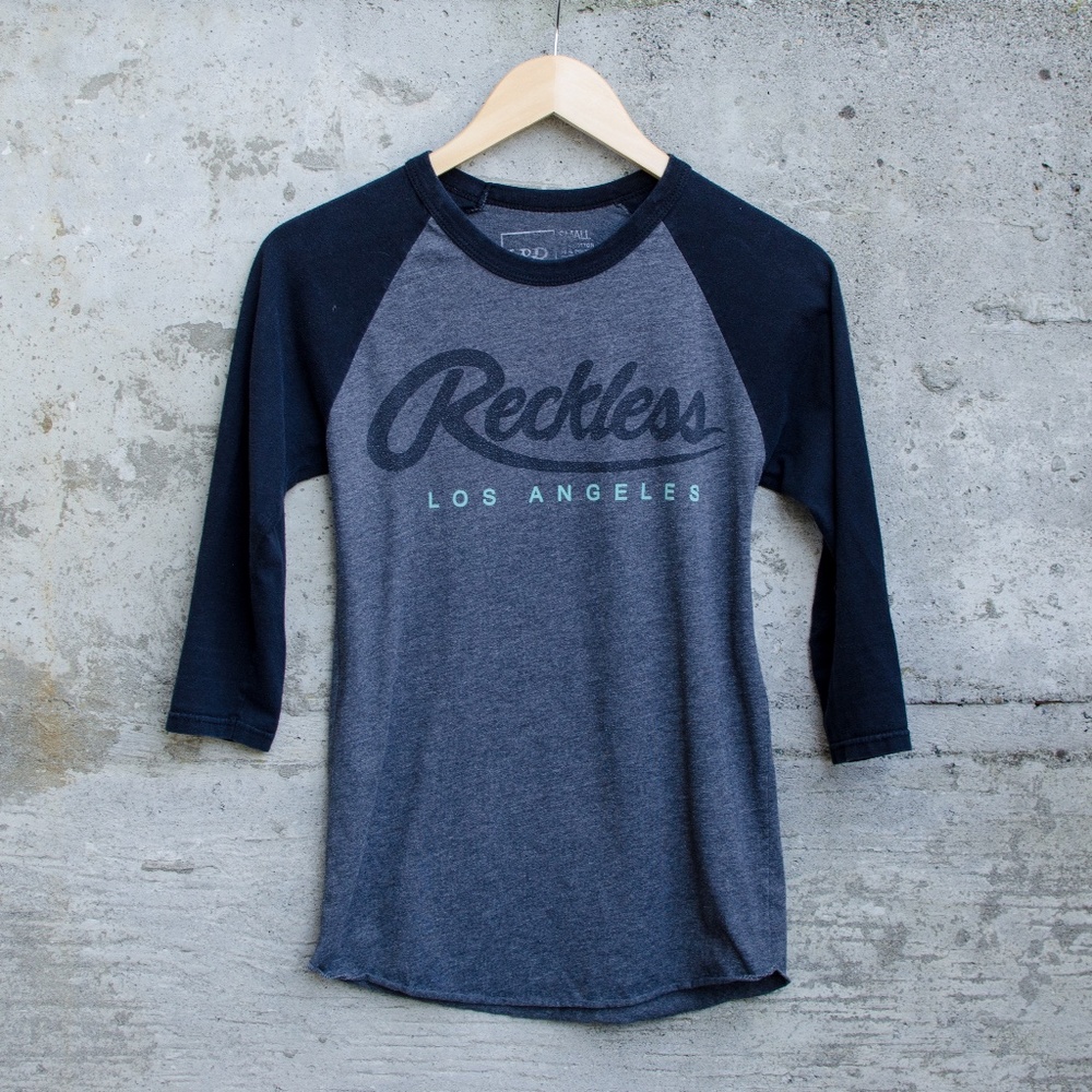 Reckless LA Baseball Style 3/4 Sleeve Tee Shirt